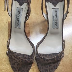 Jimmy Choo suede leopard print sandals size 9 1/2